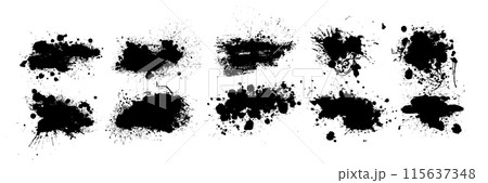 Black brush stroke set isolated on background. Paint brush stroke hand drawing. Not AI. Trendy brush stroke, vector illustration 115637348