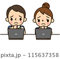 ノートPCとスタッフ男女　困る 115637358