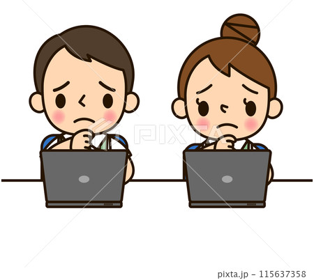 ノートPCとスタッフ男女　困る 115637358