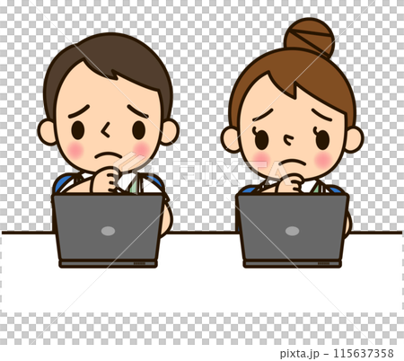ノートPCとスタッフ男女　困る 115637358