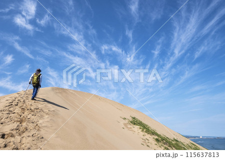 鳥取砂丘でトレッキングするイメージ 115637813