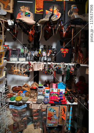 African wooden Masks, beaded decorations and souvenirs African wooden Masks, beaded decorations and souvenirs 115637906