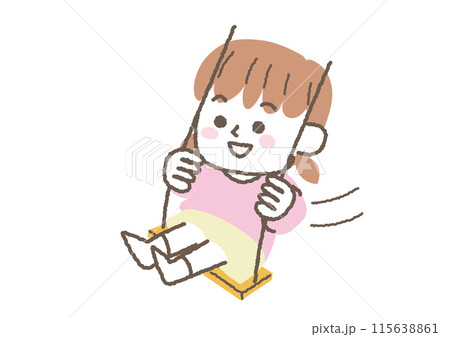 ブランコを漕いでいる女の子のイラスト 115638861