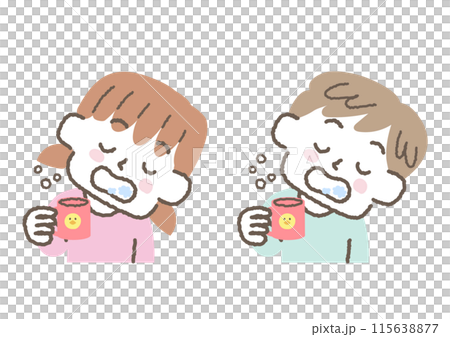 Set of boys and girls gargling Set of boys and girls gargling 115638877