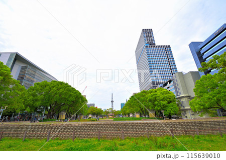 《愛知県》名古屋都市風景　初夏の久屋大通公園と中日ビル 115639010