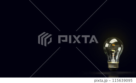 The light bulb in black background for technology or idea concept 3d rendering. 115639095