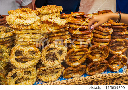 German Pretzel called Brezel popular Bread in Southern Germany 115639200