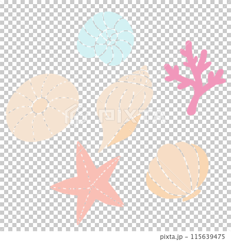 Colorful shell illustration set Colorful shell illustration set 115639475