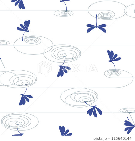 水辺のトンボをシンプルなイラスト素材に, 115640144