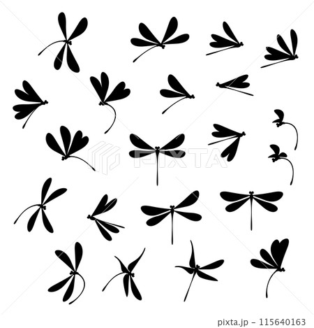 シンプルなシルエットで描いたトンボ素材, 115640163