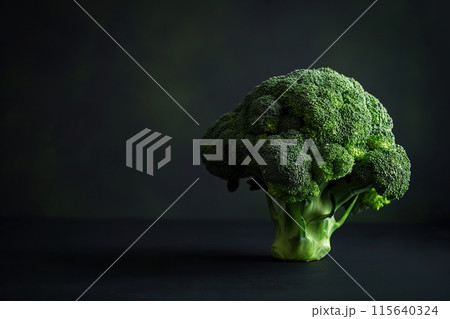 Fresh ripe broccoli on a dark background 115640324