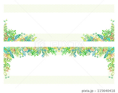 手描きの植物のイラスト入り、横型バナー 手描きの植物のイラスト入り、横型バナー 115640418
