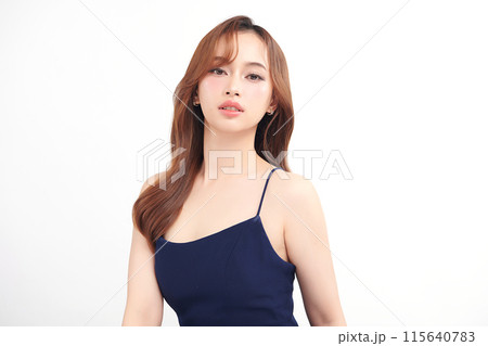 Beautiful young asian woman with clean fresh skin on white background, Face care, Facial treatment, Cosmetology, beauty and spa, Asian women portrait. Beautiful young asian woman with clean fresh skin on white background, Face care, Facial treatment, Cosmetology, beauty and spa, Asian women portrait. 115640783