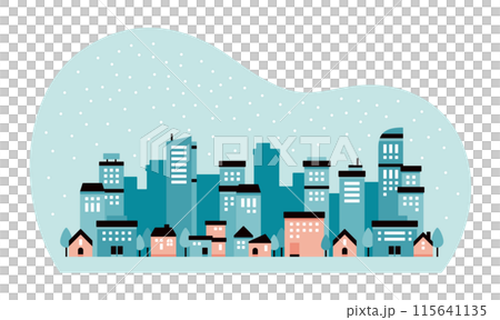 雪地城市景觀的黑色和柔和色彩的現代景觀插圖 雪地城市景觀的黑色和柔和色彩的現代景觀插圖 115641135