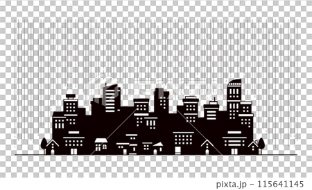 雨天城市景觀的簡單剪影的插圖 115641145