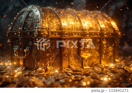 宝箱いっぱいの財宝3　AI生成画像 115641271