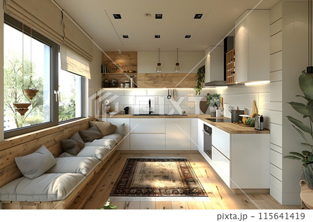 明るくておしゃれなキッチン8　AI生成画像 115641419