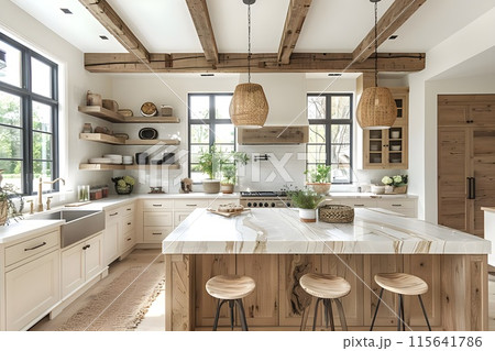 明るくてモダンなキッチン14　AI生成画像 115641786