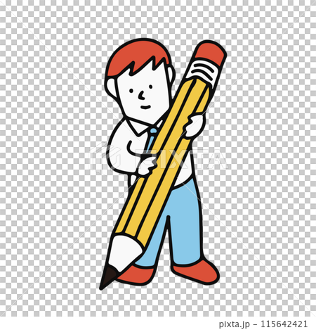 拿著鉛筆的男孩/商人的插圖 115642421