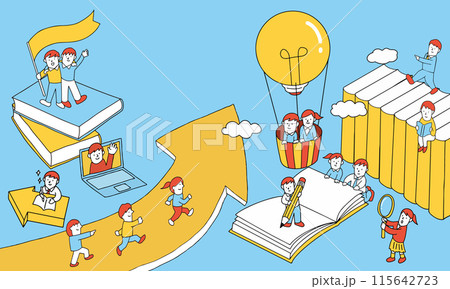 やる気に満ち溢れている学習する子供たち　小学生　中学生　高校生　学習　モチベーション　成績アップ 115642723