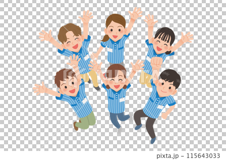 Jumping convenience store clerk Jumping convenience store clerk 115643033