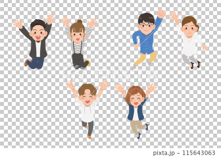 Jumping creator-like people, male and female set Jumping creator-like people, male and female set 115643063
