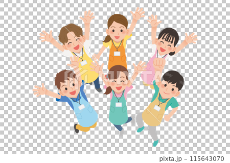 Jumping caregiver Jumping caregiver 115643070