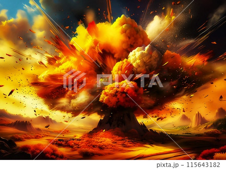 爆発してカラフルな粒子が飛び散る抽象的な背景 115643182