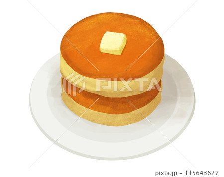 バターの乗ったホットケーキのイラスト バターの乗ったホットケーキのイラスト 115643627
