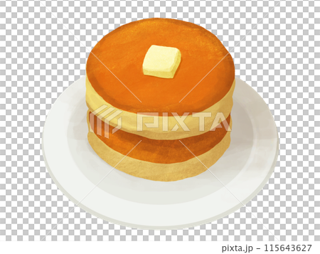 バターの乗ったホットケーキのイラスト バターの乗ったホットケーキのイラスト 115643627