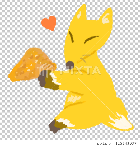 A fox holding a Kansai-style triangular Inari shrine 115643937