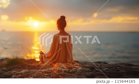 ヒーリングをする女性 AI画像 115644165