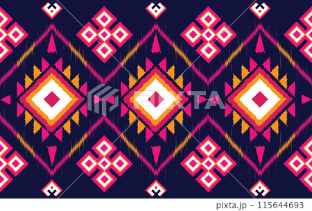 Geometric ikat pattern seamless fabric pink tone. traditional ethnic vector ikat pattern style. Designed for background ,wallpaper ,carpet ,clothing ,ikat art design  ,fabric ,embroidery ,textile  115644693