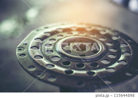 Heavy screw grungy rusted wrenches dirty screwdriver object. Industrial hardware set. Mechanic tools engineering equipment car auto repair shop with copy space. Blurred background mechanical service 115644898