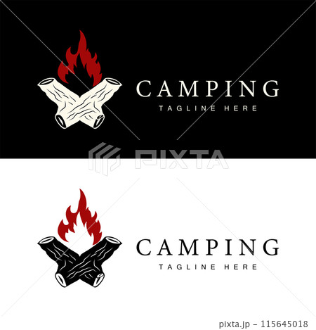 Simple vector outdoor camping logo, wild adventure template with old vintage style Simple vector outdoor camping logo, wild adventure template with old vintage style 115645018