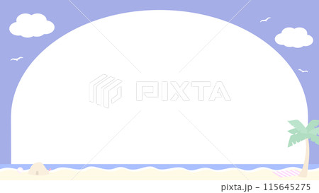 夏の海辺の風景と空のシンプルなカーブフレーム 夏の海辺の風景と空のシンプルなカーブフレーム 115645275