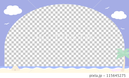 夏の海辺の風景と空のシンプルなカーブフレーム 夏の海辺の風景と空のシンプルなカーブフレーム 115645275