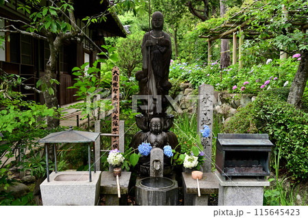 頼光寺　観音像と紫陽花 115645423