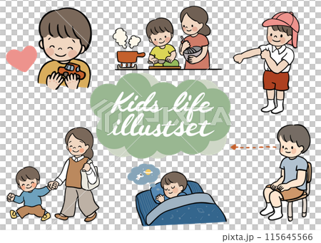 男の子の生活のベクターイラストセット 115645566