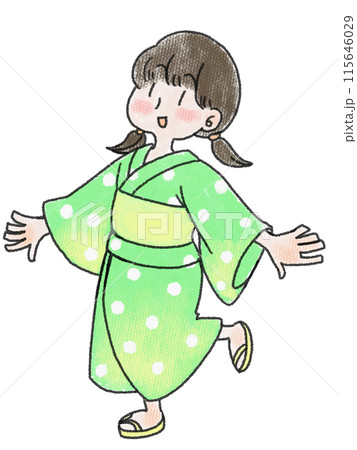 浴衣を着た女の子のクレヨンイラスト 浴衣を着た女の子のクレヨンイラスト 115646029