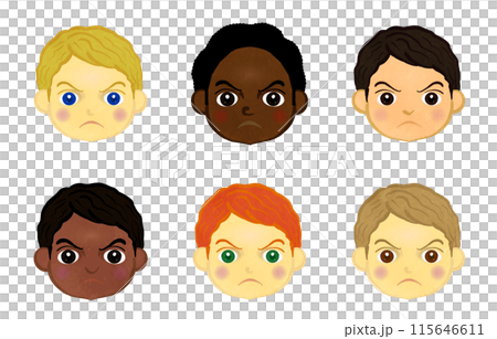Angry world cute boy face illustration set 115646611