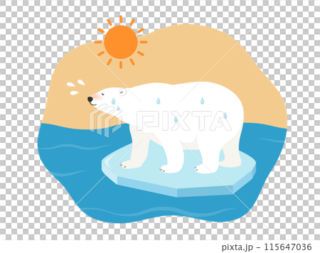 Global warming image_polar bear on ice_vector illustration 115647036