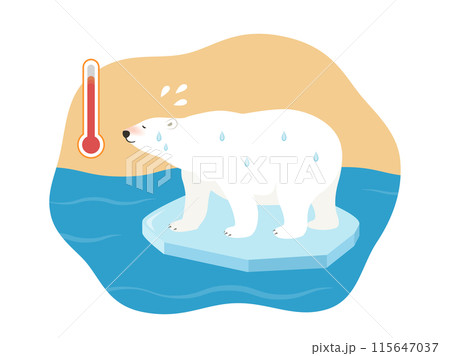 地球温暖化イメージ_氷の上のシロクマ_ベクターイラスト 地球温暖化イメージ_氷の上のシロクマ_ベクターイラスト 115647037