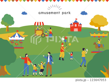 アミューズメントパークを楽しむ人達 アミューズメントパークを楽しむ人達 115647053