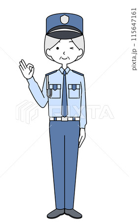 オッケーサイン　警備員のイラスト（シニア女性） 115647161