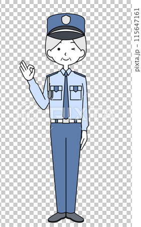 オッケーサイン　警備員のイラスト（シニア女性） 115647161
