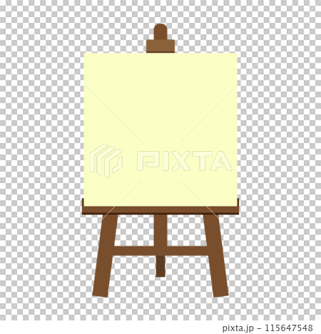 正方形のキャンバスをのせたイーゼルのイラスト 115647548