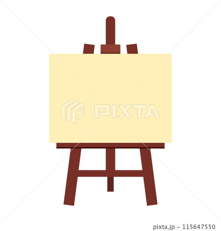 キャンバスをのせた赤茶色のイーゼルのイラスト 115647550