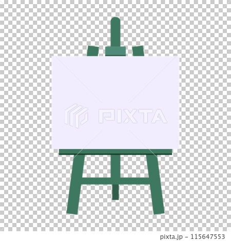 キャンバスをのせた緑色系のイーゼルのイラスト 115647553