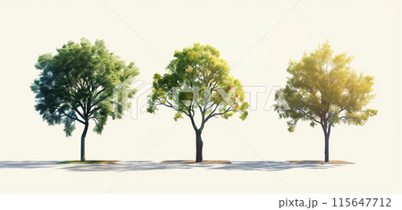 Three realistic trees in different stages of...のイラスト素材 [115647712] - PIXTA